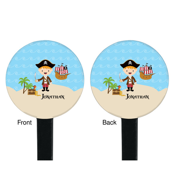 Pirate Scene Black Plastic 7" Stir Stick - Double Sided - Round - Front & Back