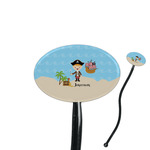 Pirate Scene 7" Oval Plastic Stir Sticks - Black - Single Sided (Personalized)