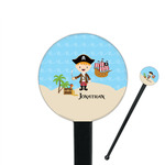 Pirate Scene 7" Round Plastic Stir Sticks - Black - Double Sided (Personalized)