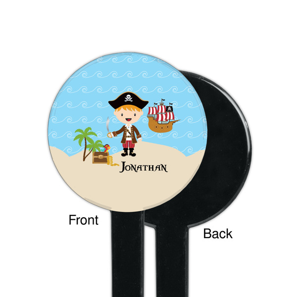 Pirate Scene Black Plastic 7" Stir Stick - Single Sided - Round - Front & Back