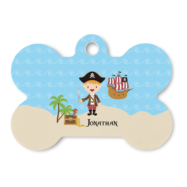 Custom Pirate Scene Bone Shaped Dog ID Tag (Personalized)