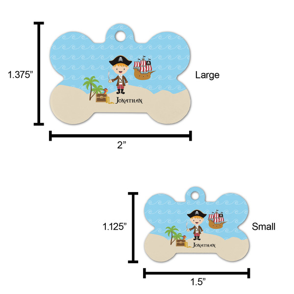 Pirate Scene Bone Shaped Dog ID Tag - Large - Scale