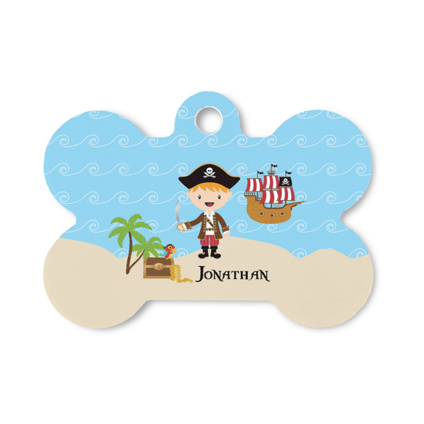 Custom Pirate Scene Bone Shaped Dog ID Tag - Small (Personalized)