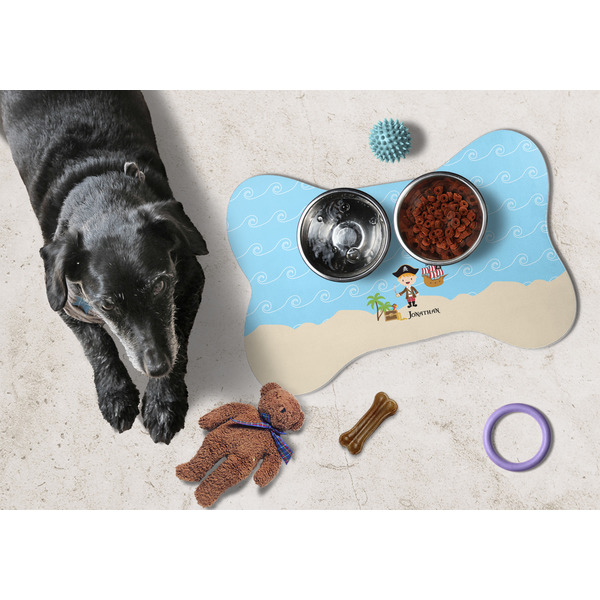 Pirate Scene Bone Shaped Mat w/ Food & Water