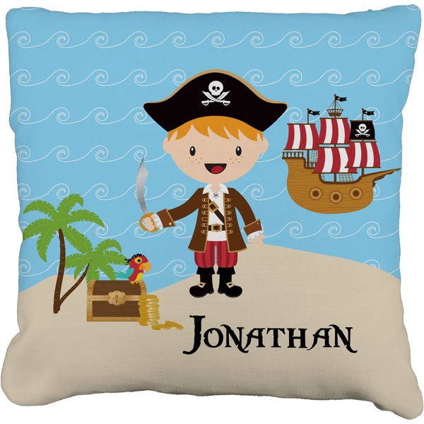 Custom Pirate Scene Faux-Linen Throw Pillow 16" (Personalized)