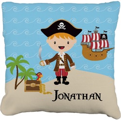 Pirate Scene Faux-Linen Throw Pillow 18" (Personalized)