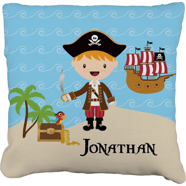 Custom Pirate Scene Faux-Linen Throw Pillow 18" (Personalized)
