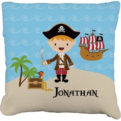 Pirate Scene Faux-Linen Throw Pillow 20" (Personalized)
