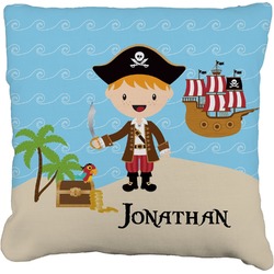 Pirate Scene Faux-Linen Throw Pillow (Personalized)