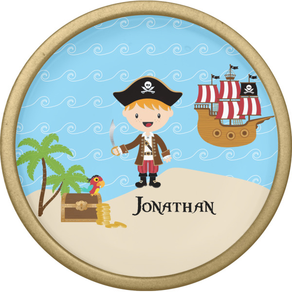 Pirate Scene Cabinet Knob - Gold - Front
