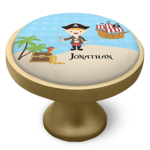 Pirate Scene Cabinet Knob - Gold - Side