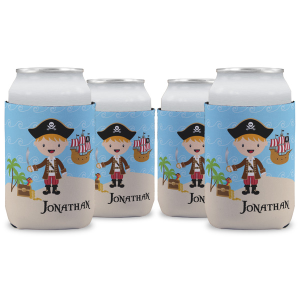 Custom Pirate Scene Can Cooler (12 oz) - Set of 4 w/ Name or Text