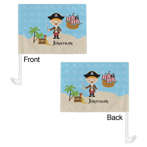 Pirate Scene Car Flag - 11" x 8" - Front & Back View
