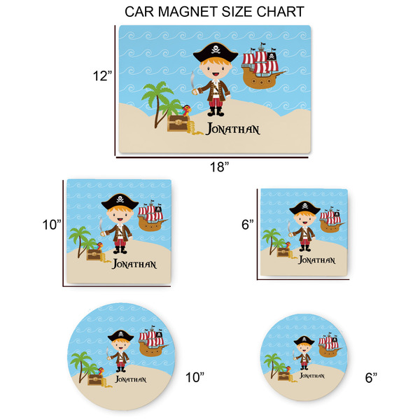 Pirate Scene Car Magnets - SIZE CHART