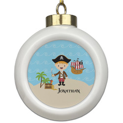 Pirate Scene Ceramic Ball Ornament (Personalized)