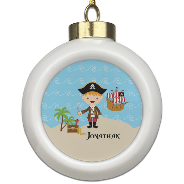Custom Pirate Scene Ceramic Ball Ornament (Personalized)