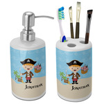 Pirate Scene Ceramic Bathroom Accessories Set (Personalized)