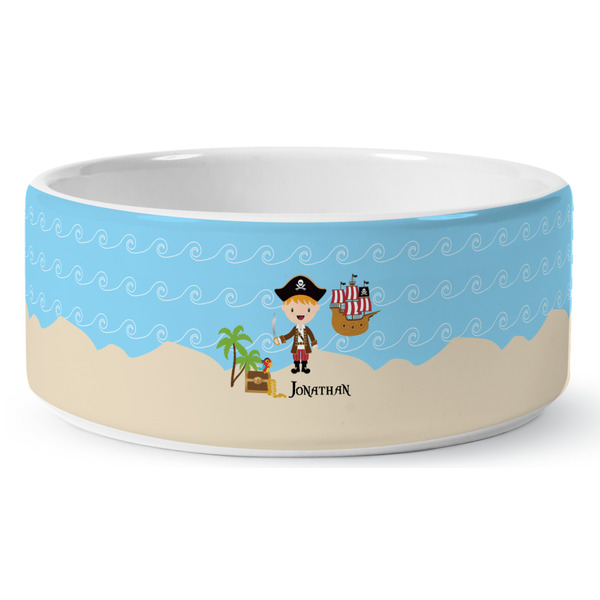 Pirate Scene Ceramic Dog Bowl - Medium - Front