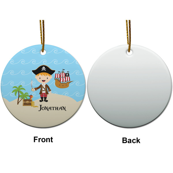 Pirate Scene Ceramic Flat Ornament - Circle Front & Back (APPROVAL)