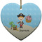 Pirate Scene Ceramic Flat Ornament - Heart (Front)