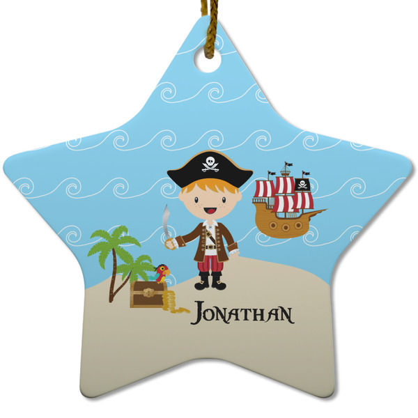 Pirate Scene Ceramic Flat Ornament - Star (Front)
