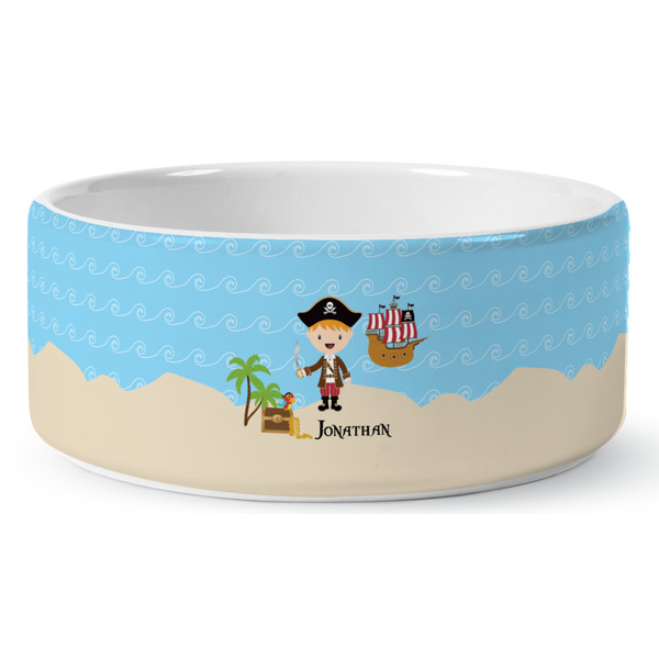 Custom Pirate Scene Ceramic Dog Bowl - Large (Personalized)