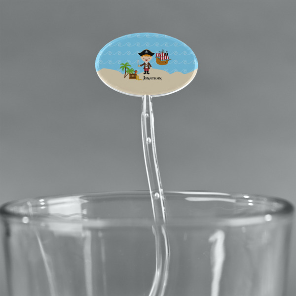 Pirate Scene Clear Plastic 7" Stir Stick - Oval - Main