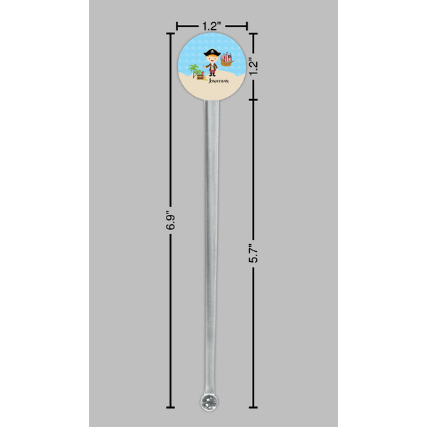 Pirate Scene Clear Plastic 7" Stir Stick - Round - Dimensions