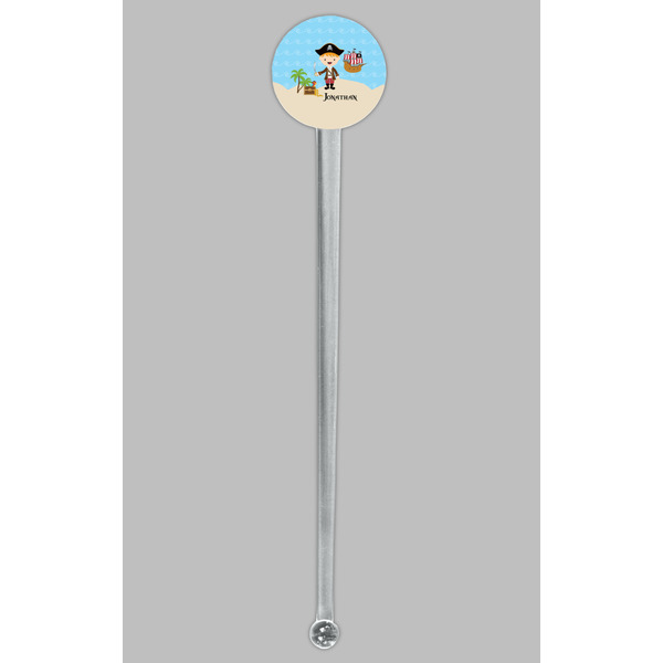 Pirate Scene Clear Plastic 7" Stir Stick - Round - Single Stick