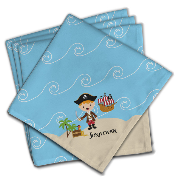 Pirate Scene Cloth Napkins - Personalized Dinner (PARENT MAIN Set of 4)