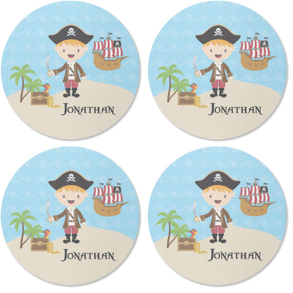 Pirate Scene Coaster Round Rubber Back - Apvl