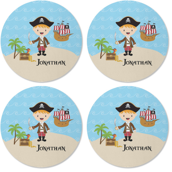 Pirate Scene Coaster Round Rubber Back - Apvl