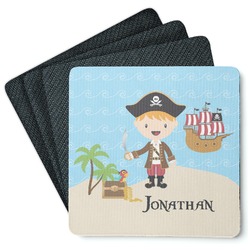 Pirate Scene Square Rubber Backed Coasters - Set of 4 (Personalized)