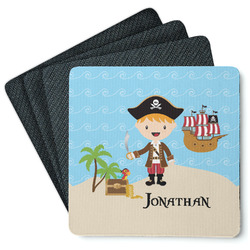 Pirate Scene Square Rubber Backed Coasters - Set of 4 (Personalized)