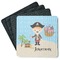 Pirate Scene Square Rubber Backed Coasters - Set of 4 (Personalized)