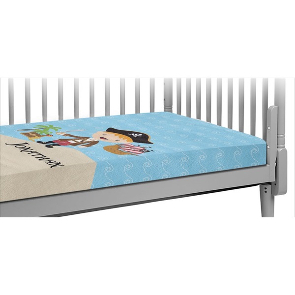 Custom Pirate Scene Crib Fitted Sheet (Personalized)