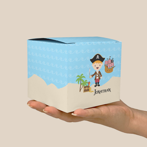 Pirate Scene Cube Favor Gift Box - On Hand - Scale View
