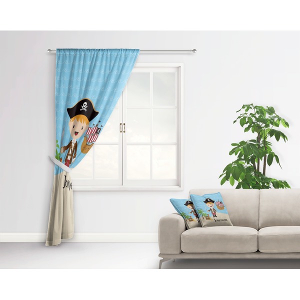 Pirate Scene Curtain With Window and Rod - in Room Matching Pillow