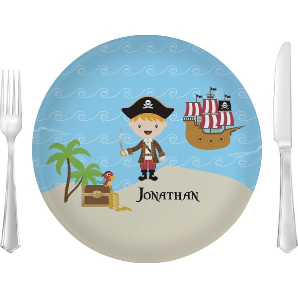 Custom Pirate Scene Glass Lunch / Dinner Plate 10" (Personalized)