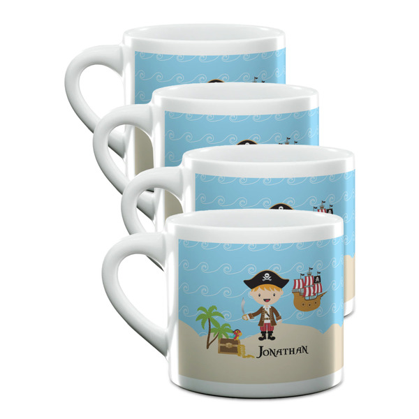 Custom Pirate Scene Double Shot Espresso Cups - Set of 4 (Personalized)
