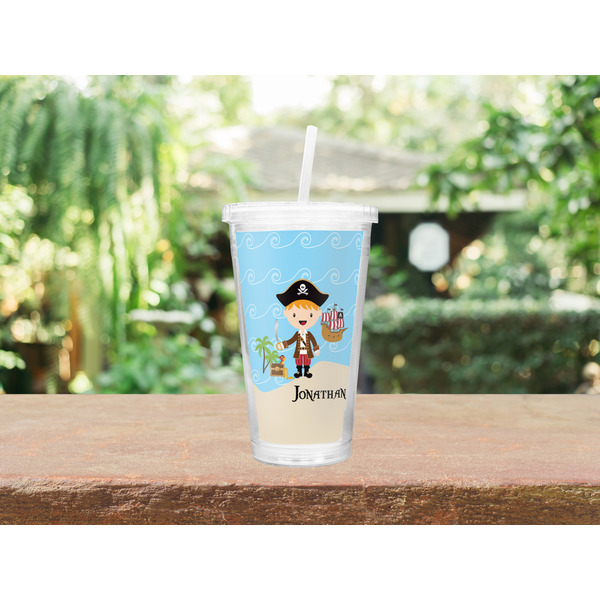 Pirate Scene Double Wall Tumbler with Straw Lifestyle