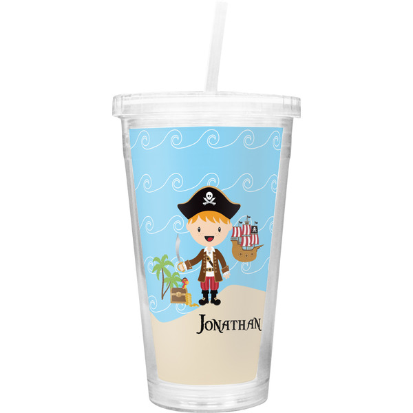 Custom Pirate Scene Double Wall Tumbler with Straw (Personalized)
