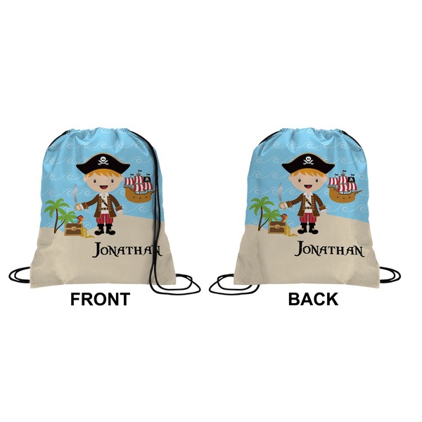 Pirate Scene Drawstring Backpack Front & Back Small