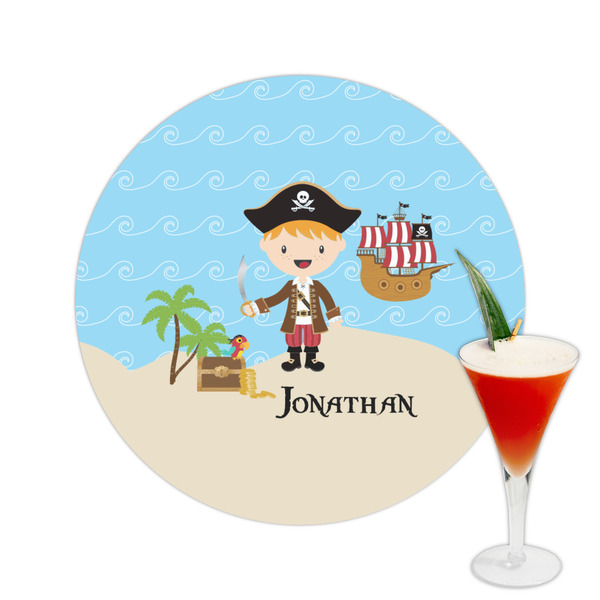 Custom Pirate Scene Printed Drink Topper -  2.5" (Personalized)