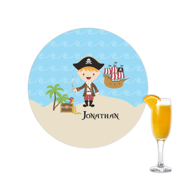 Custom Pirate Scene Printed Drink Topper - 2.15" (Personalized)