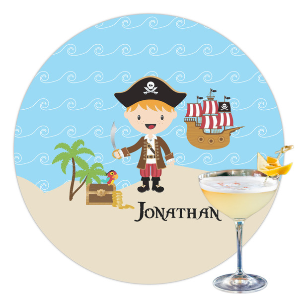 Custom Pirate Scene Printed Drink Topper - 3.5" (Personalized)