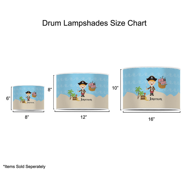 Pirate Scene Drum Lampshades - Sizing Chart