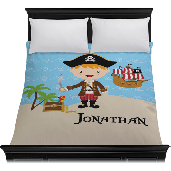 Pirate Scene Duvet Cover - Queen - On Bed - No Prop