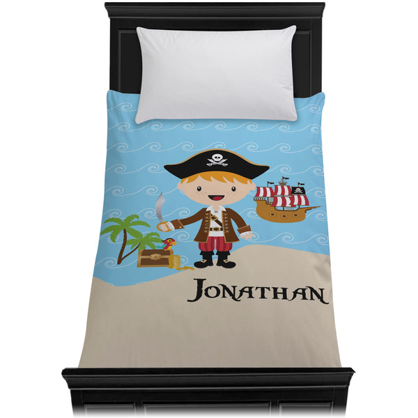Pirate Scene Duvet Cover - Twin - On Bed - No Prop