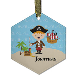 Pirate Scene Flat Glass Ornament - Hexagon w/ Name or Text